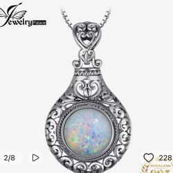 925 Sterling Silver Created Opal Pendant