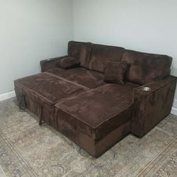 New Brown Sleeper Sectional Couch / Free Delivery 
