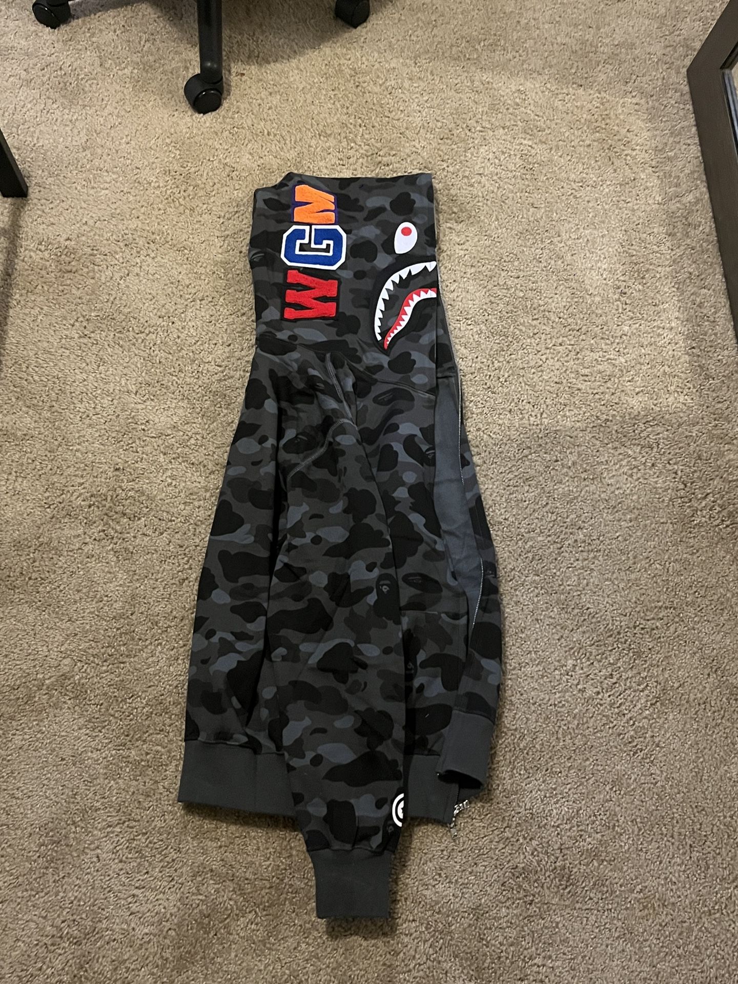 Bape Black Camo Shark Full Zip Hoodie 