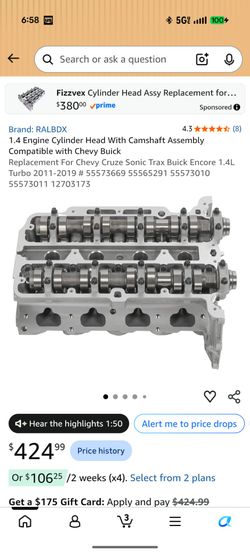 1.4L Engine Cylinder Head with Camshaft Assembly