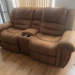 Manual Reclining Sofa and Console Loveseat
