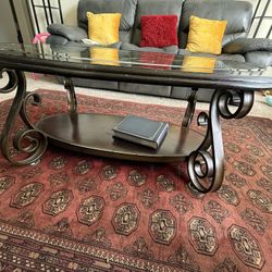 Cash Only/Genuine Buyers only Metal Glass Wood Coffee Table