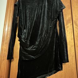 Women’s Size Small Black Velour Asymmetrical Blouse 