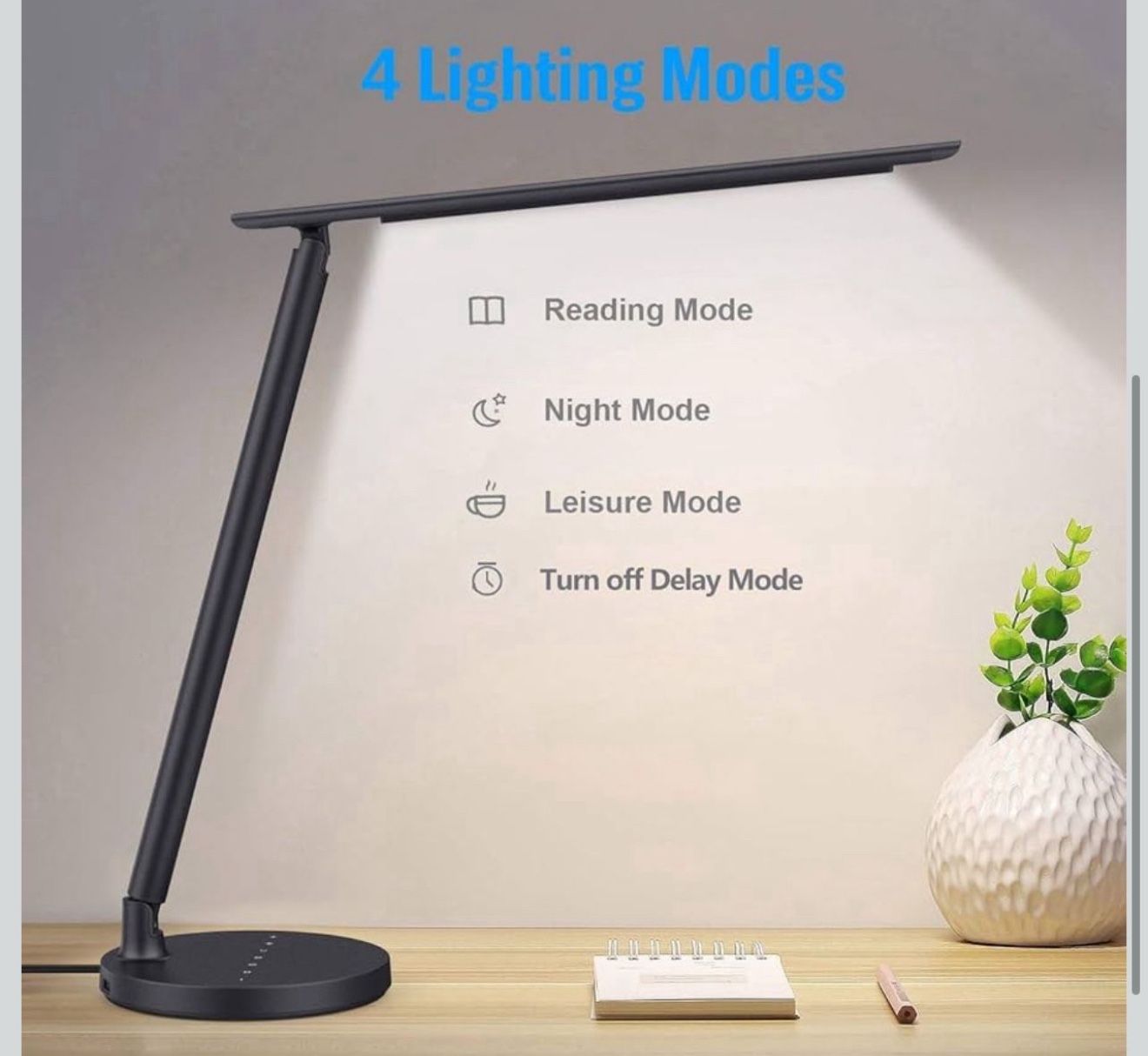 Desk Lamp, 23W LED Eye-Caring Dimmable Table Lamps with USB Charging Port, 4 Lighting Modes,7 Brightness Levels,Touch Control,Folding Multi-Angle Led