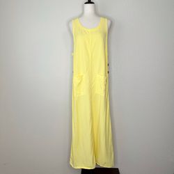 AKS Amy KSU Nordstrom 100% Tencel Yellow Denim Maxi Dress