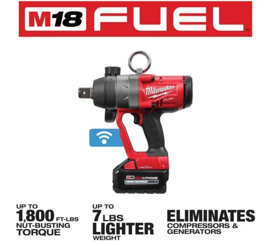 Milwaukee M18 FUEL High-Torque Impact Wrench with One-Key Kit, 1in. Drive, 1800 Ft./Lbs. Torque, 2 Batteries