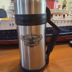 Harley Davidson Thermos Travel Tumbler Stainless w Collapsible Carry Handle 48oz