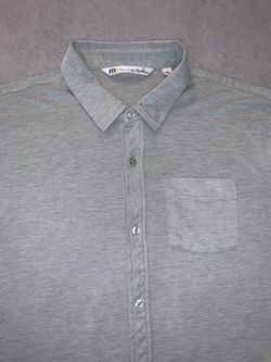 Travis Mathew Shirt Mens XXL Gray Heather Long Sleeve Button Golf Pima Cotton ⛳