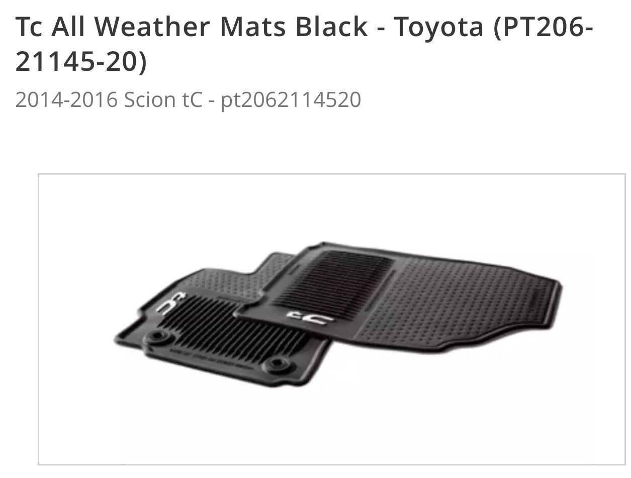 Scion Tc rubber floor matts