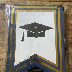 Blue and Gold Happy Graduation banner