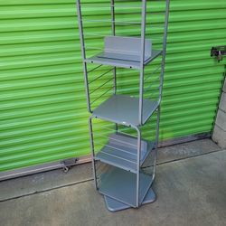 VASAGLE 4-Tier Rotating Bookshelf, Bookcase with Bookends for Small Spaces, Corner Shelf, Steel Frame (GRAY)