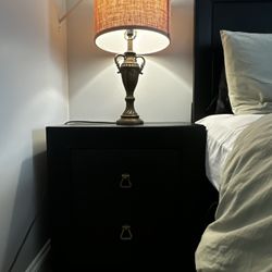 Black Wooden Bedside Table