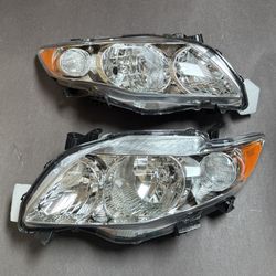 Pair Headlights 2009 2010 Toyota Corolla CE LE Chrome Headlamps Assembly Left Right Side 