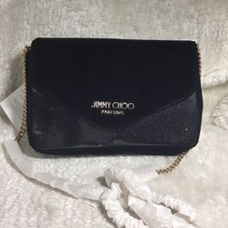 Jimmy Choo Collectible,Black And Gold Chain Clutch New 