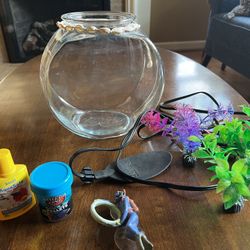 Betta Fish Bowl And All Starter Supplies Including Water Heater
