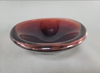 Vintage Mid-Century Orrefors Hand-Blown Heavy Glass Bowl Purple Plum