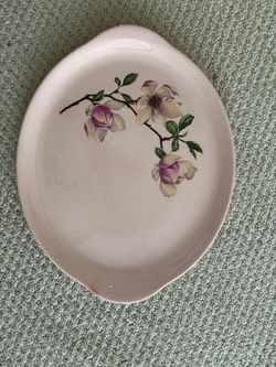 Vintage Ceramic Oval Serving Platter Floral