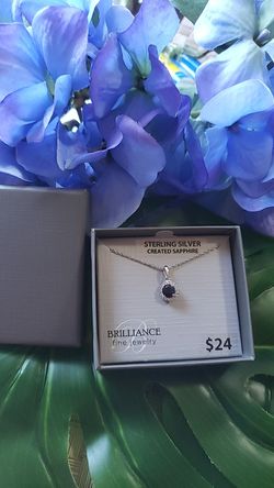 NEW STERLING SILVER BRILLIANCE BELIEVE SAPHIRE 18"