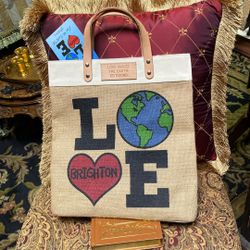 Authentic Brighton Tote Shopping Bag LOVE Makes The Earth Go Round