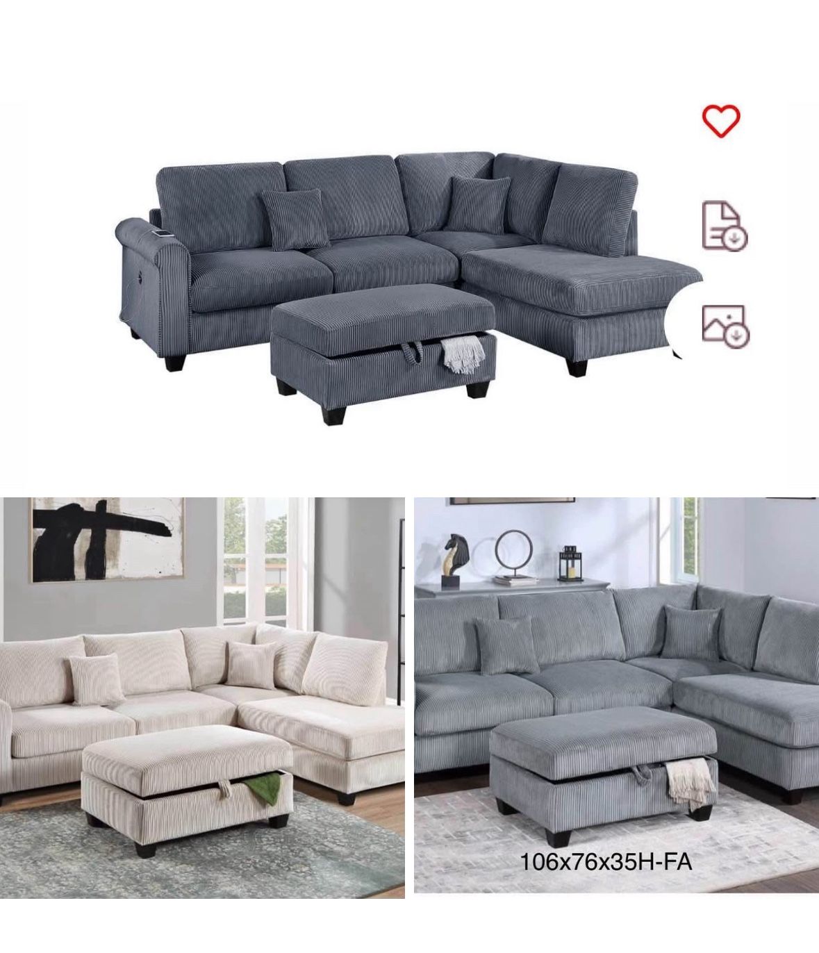 Sectional With Ottoman