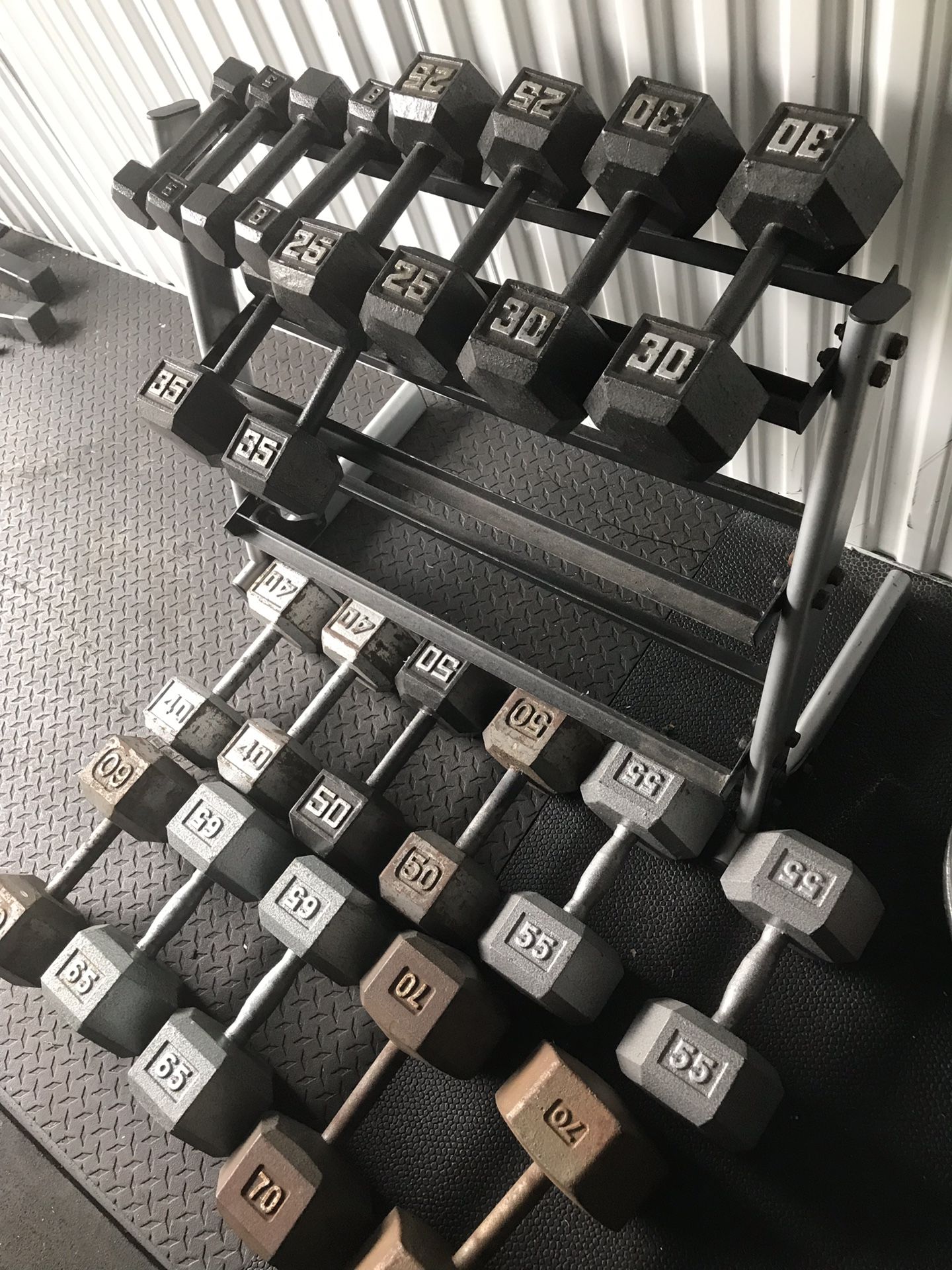 HEX DUMBBELL SET AND DUMBELL RACK !!