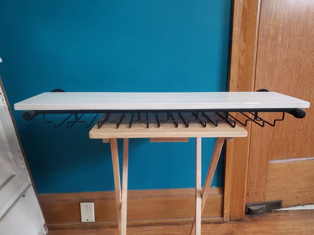 Industrial Pipe Shelving Hanging Stemware Rack