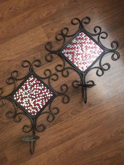 Wall Candle Holders Red White