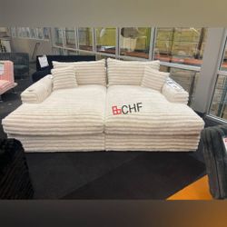 White Living Room Double Chaise Sofa