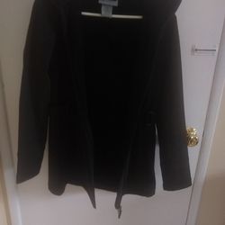 Black Fleece Lined Rain Jacket With Hood