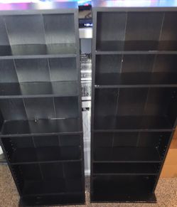 Matching Black 5-Tier Adjustable Media Shelves – Set of 2