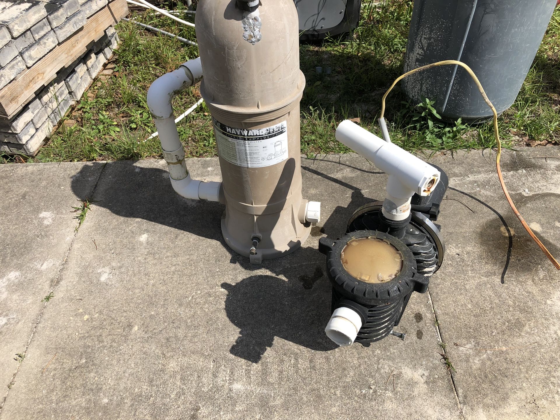 Pool equipment filter and pump