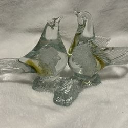 Glass Birds/Doves On A Branch 