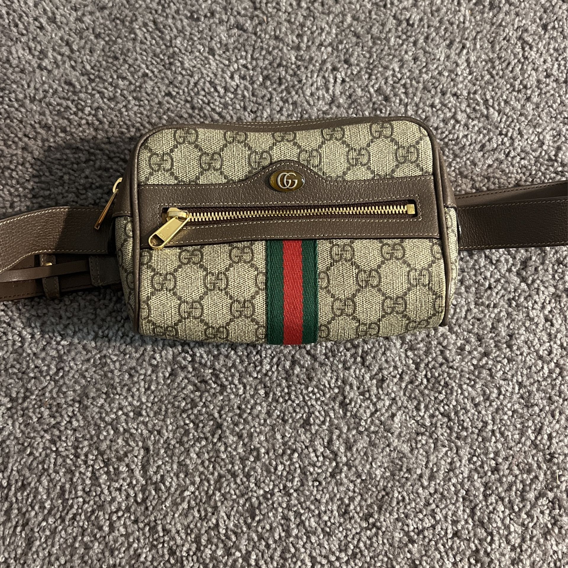 Auth. Gucci Ophidia Supreme Med canvas leather Beltbag 