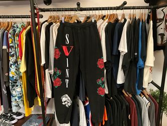 Saint Michael x VLONE Bless Me Sweatpants Black Rose Skull