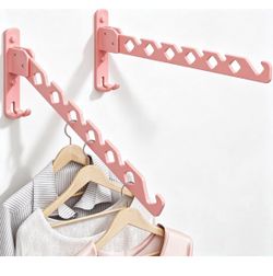 Wall Mounted Drying Rack Clothing Foldable for Laundry Room,Pink2