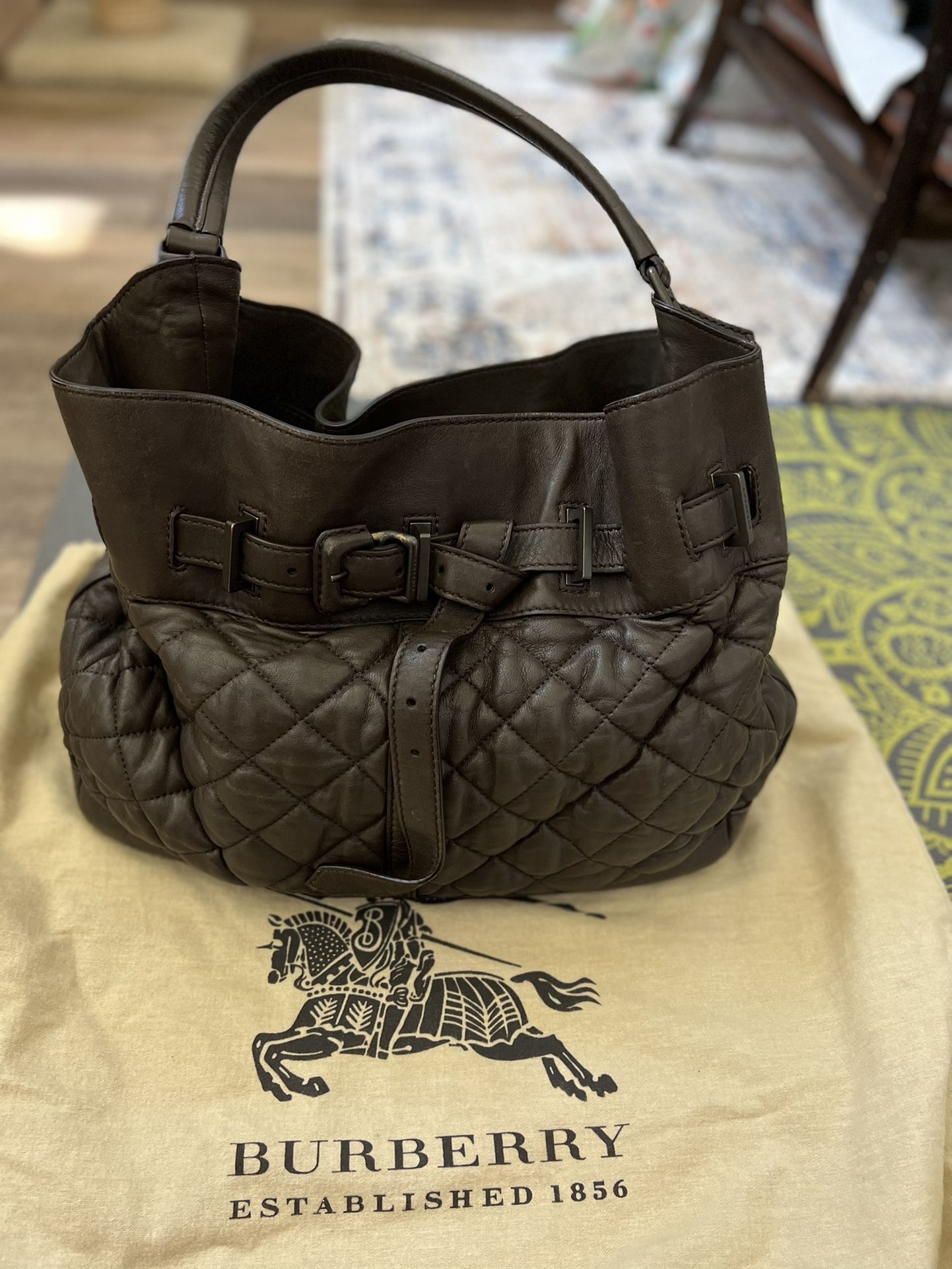 Authentic Burberry Quilted Enmore Super Soft Leather Bag