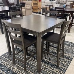 New/ Gray 5-PIECE Counter Height Set/ Table And Chairs/ Comedor 