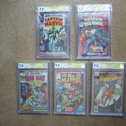 Marvel Comics Super Heroes #12 #13 Iron Man #55 Ms Marvel #1 Spider Woman #1 CGC Signed