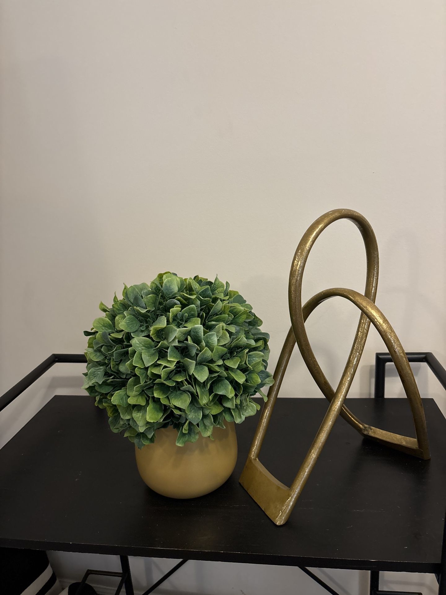 Decorative Plant and Gold Sculpture