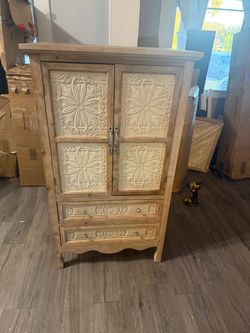 Rustic Wood Armoire Cabinet with Drawers