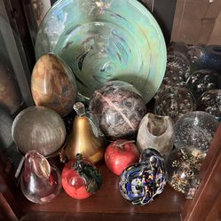 Murano Pieces And Paperweights ..Marble Sphere 