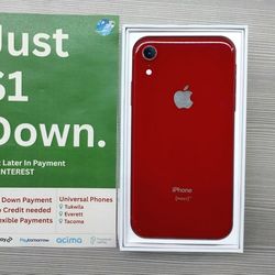 Apple IPhone XR 64gb  Unlocked, FREE Smartwach/ Headphones. Pay $1 Today Rest in payments. NO CREDIT NEEDED FINANCING