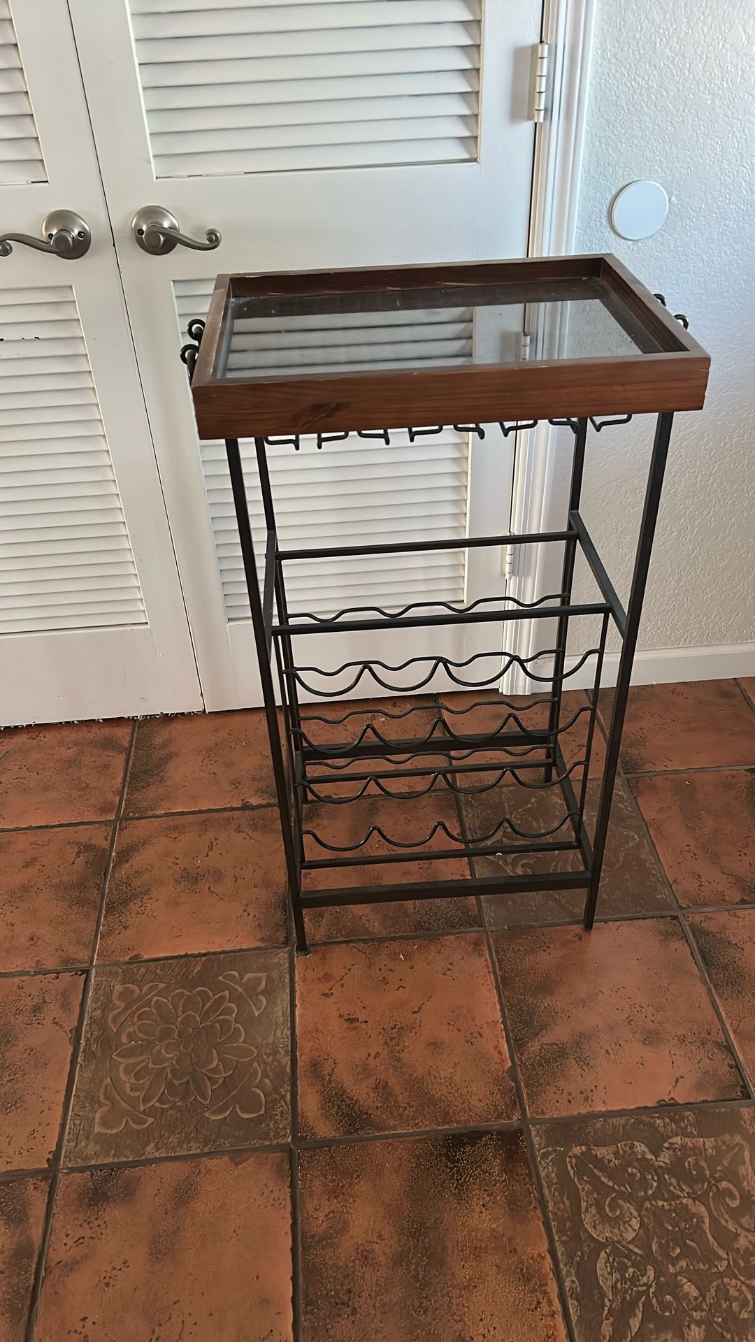Wine Rack Wood/glass Top