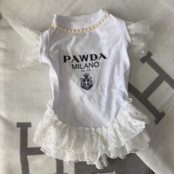 M Pawda Milan Puppy Dog Dress White Lace