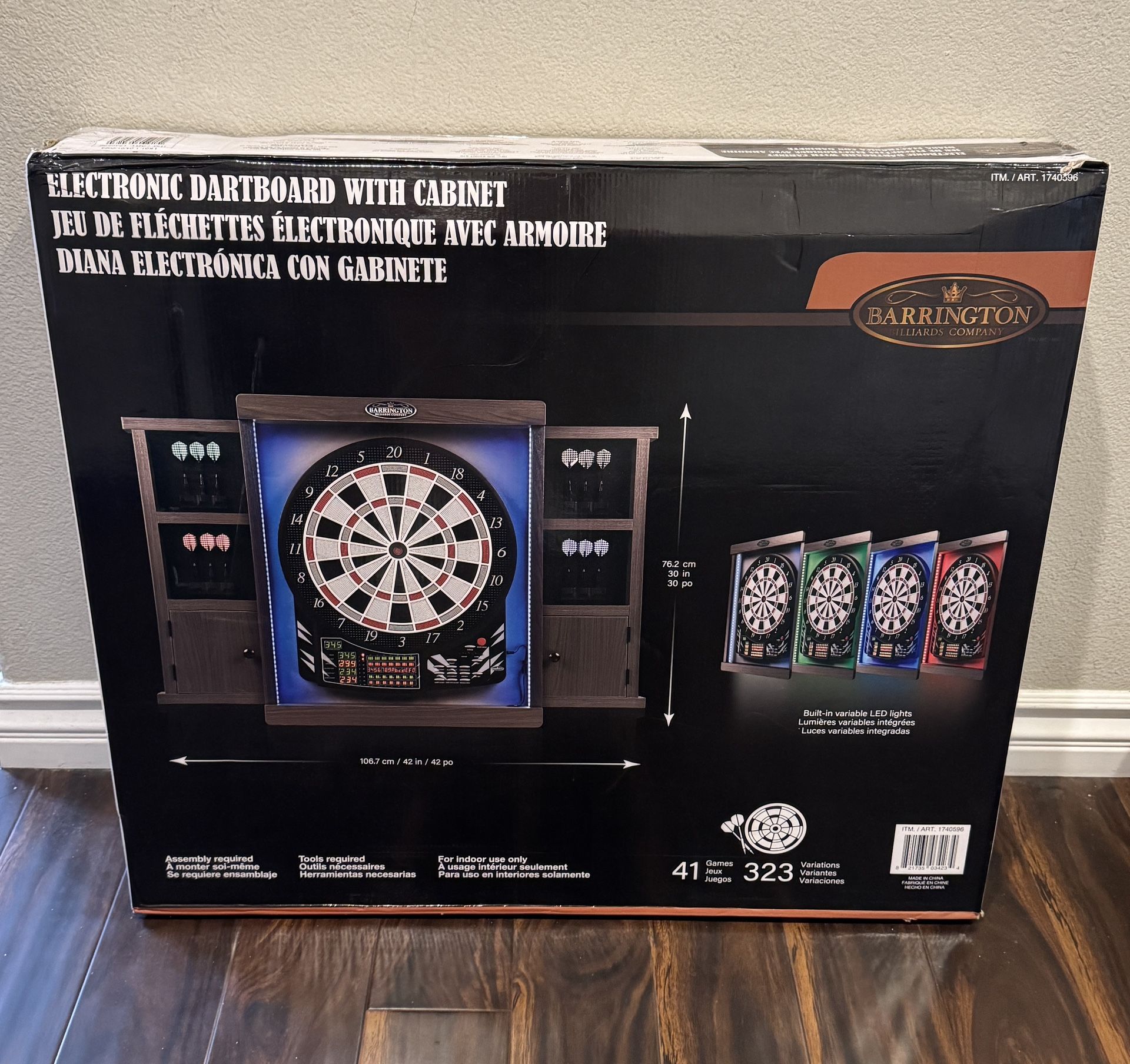 New Barrington Electronic Dartboard With Wooden Cabinet