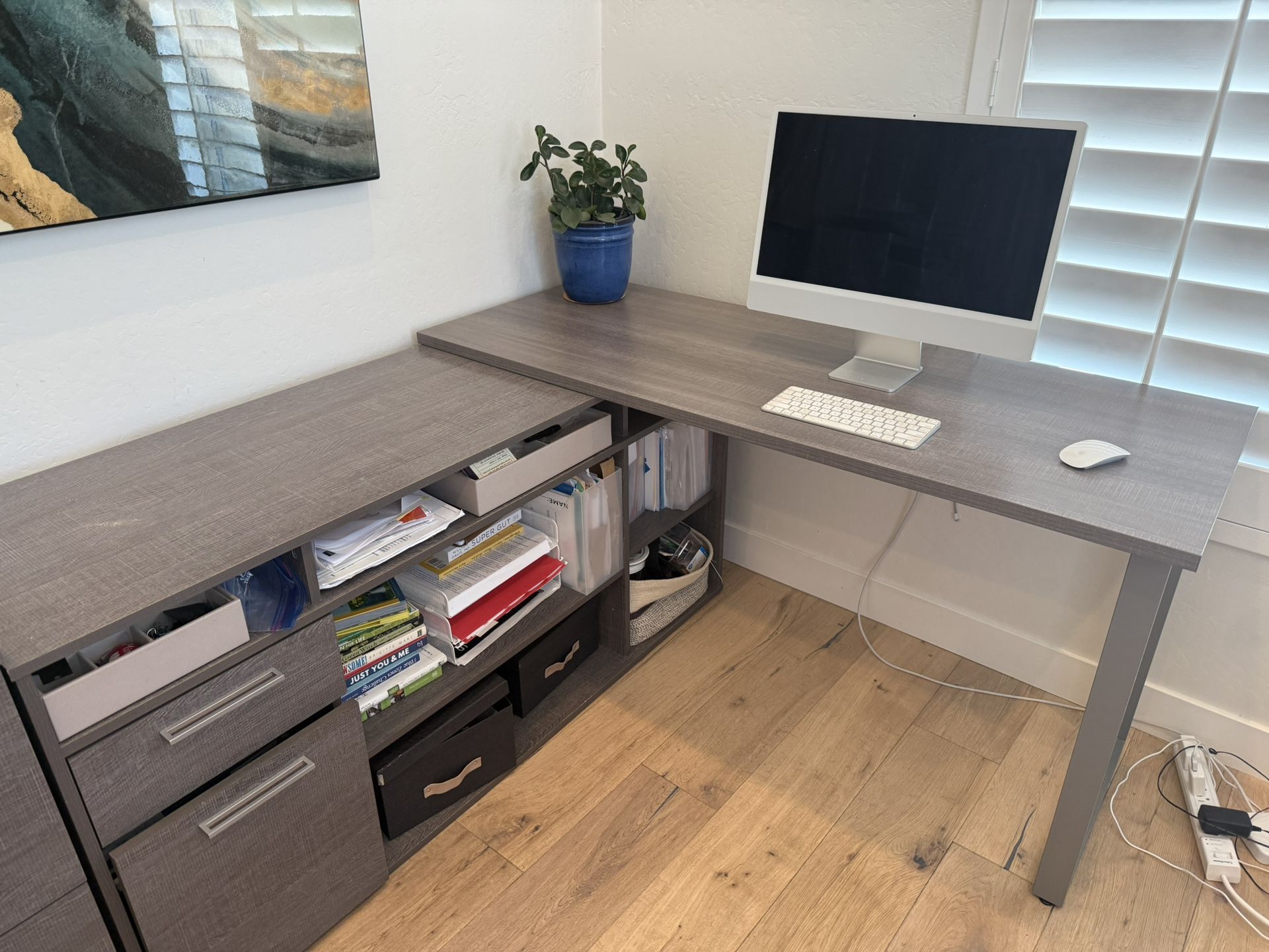 3 Pc Desk set: Desk With Extra Storage, Bookshelf, File Cabinet