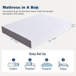 New Amazon Basics Breathable Gel Memory Foam Mattress, Medium Firm, 10 Inch, King, White/Grey