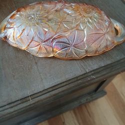 Vintage Carnival Glass Oval Bowl From The 1960 