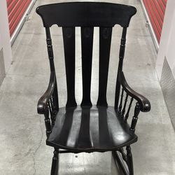 Antique Black Wooden Rocking Chair – Classic Spindle-Back Design