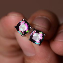 "Classic Square Colorful Zircon Dainty Earrings for Women, VP1025